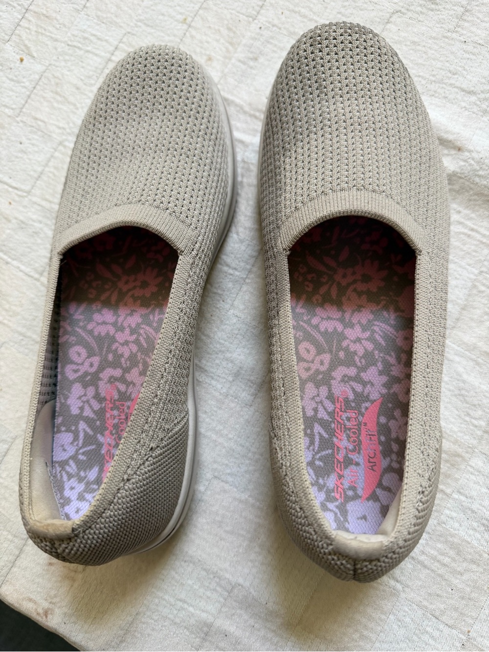 Comfort Knit Slip-On Flats in Light Taupe
